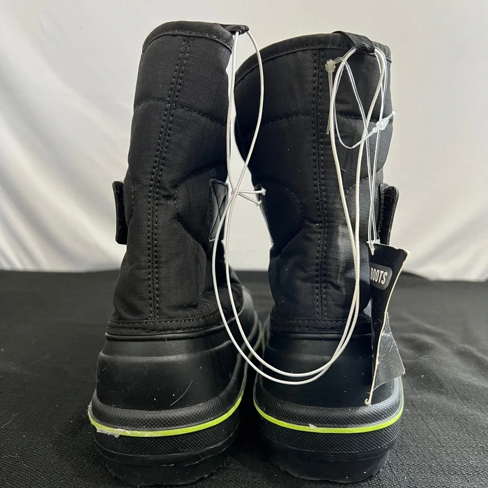The Childrens Place Kids Black Snow Boots Neon Green Trim Size 4 3002219